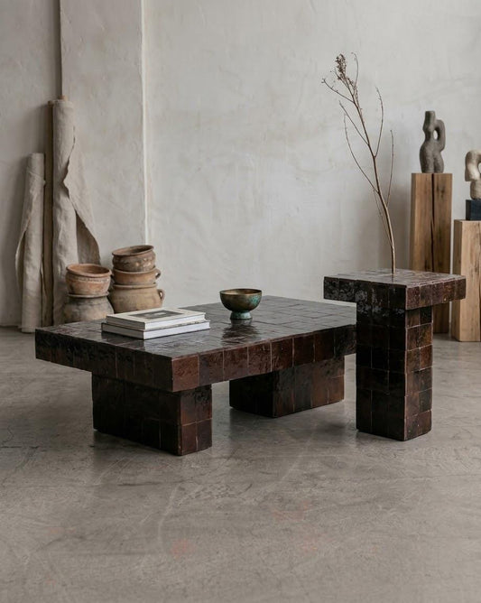 Rectangular Moroccan Zellige Coffee Table | Luxury Handcrafted Mosaic Tile Furniture for Interior Design