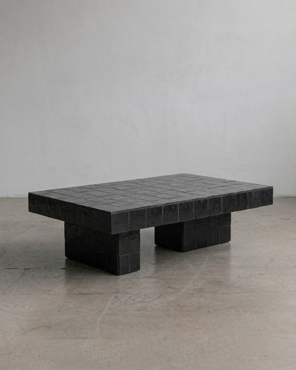 Handmade Moroccan Zellige Coffee Table | Seamless Tile Plinth, Custom Sizing