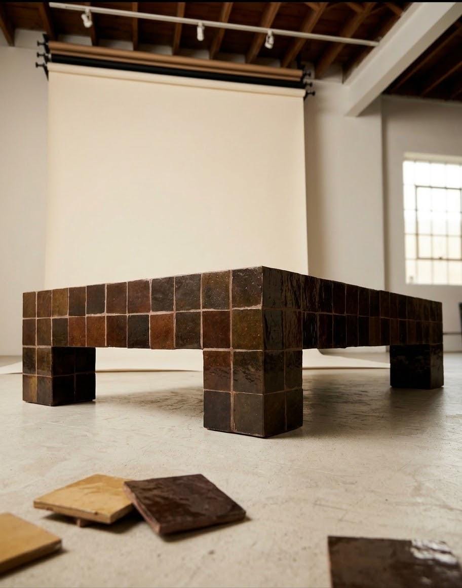 Moroccan Mosaic Tile Table | Handmade Zellige Coffee Table | Unique Rectangular Statement Piece