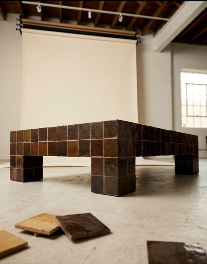 Moroccan Mosaic Tile Table | Handmade Zellige Coffee Table | Unique Rectangular Statement Piece