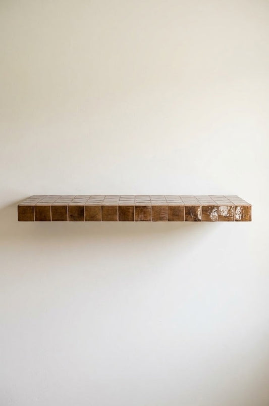 Zellige Floating Shelf, Handmade Moroccan Tile Wall Shelf , Custom Length