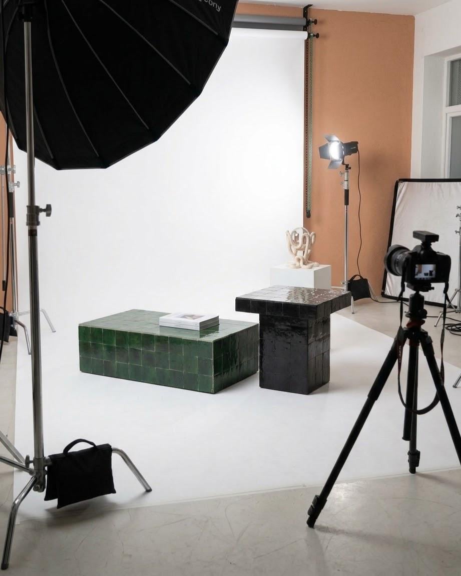 Rectangular Zellige Mosaic Coffee Table | Versatile Moroccan Tile Furniture | Neutral Modern Boho Deco