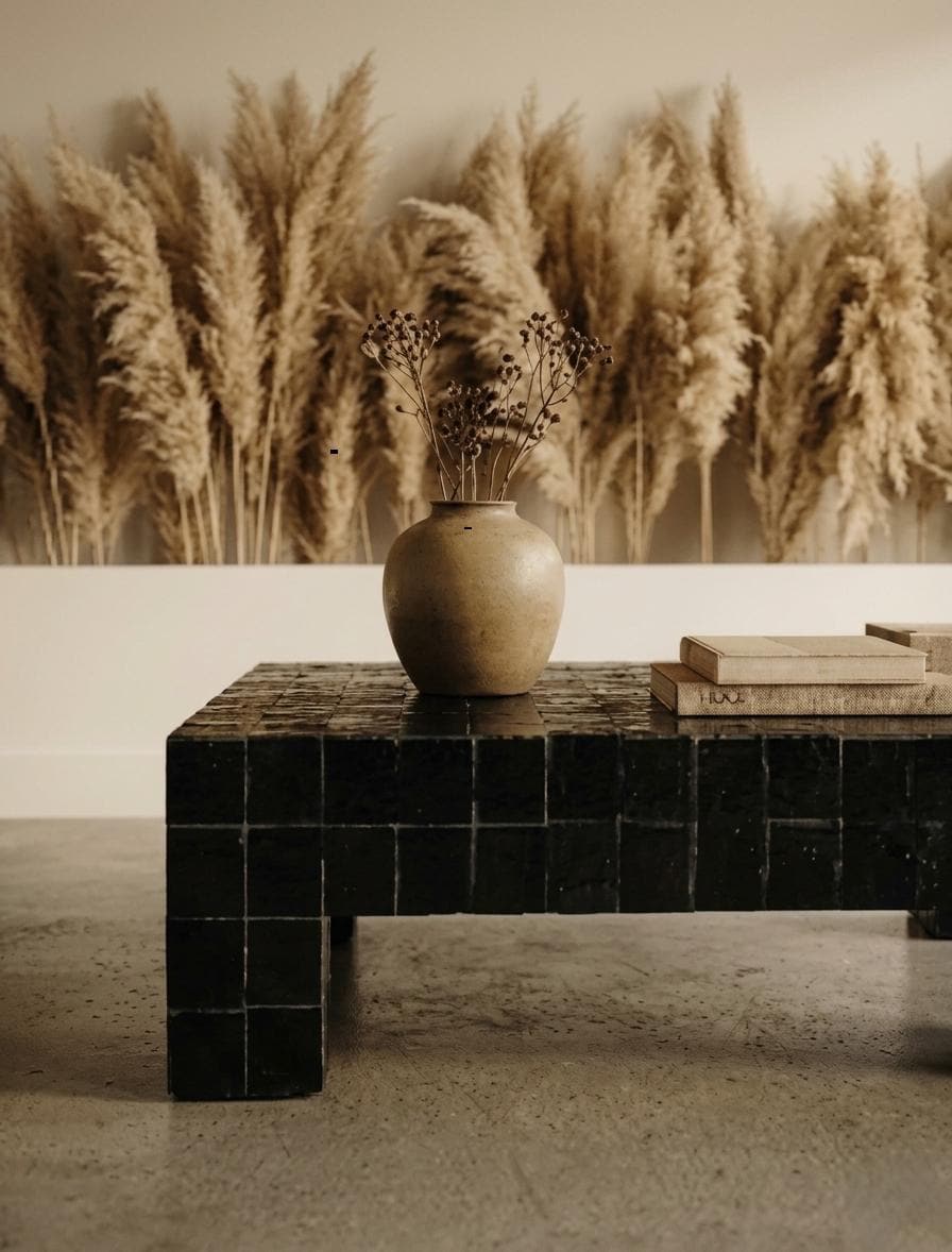 Handcrafted Moroccan Zellige Coffee Table –  Clay Tile, Customizable Size