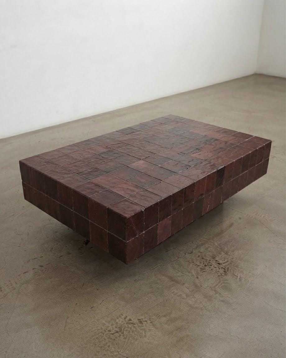 Handmade Zellige Mosaic Coffee Table, Rectangular | Artisan Moroccan Tile Art Furniture, One of a Kind