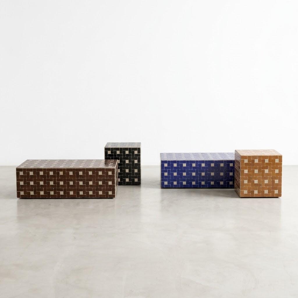 Luxury Zellige Coffee Table Rectangular | Handmade Moroccan Mosaic Tile | Modern High-End Furniture