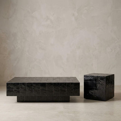 Moroccan Mosaic Tiled Coffee Table | Rectangular All-Tile Design | Boho Living Room Decor