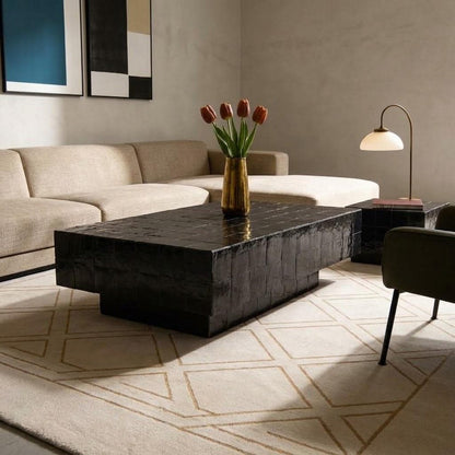 Rectangular Moroccan Zellige Coffee Table | Fully Tiled Mosaic Design | Handmade Statement Piece