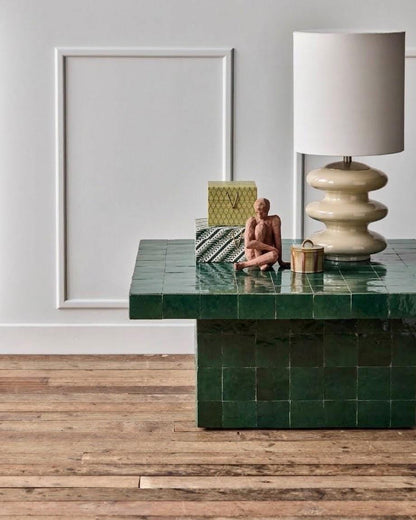 Rectangular Zellige Coffee Table | Large Living Room Mosaic Table | Handmade Moroccan Tile Centerpiece
