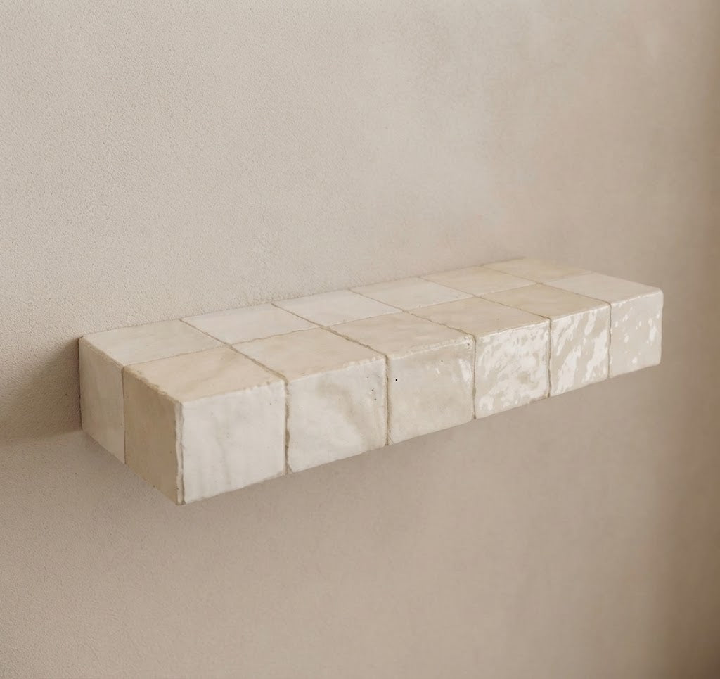 Moroccan Zellige Floating Shelf, Artisan Tiled Wall Shelf, Luxury Home Decor, Made to Order
