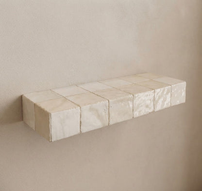 Moroccan Zellige Floating Shelf, Artisan Tiled Wall Shelf, Luxury Home Decor, Made to Order