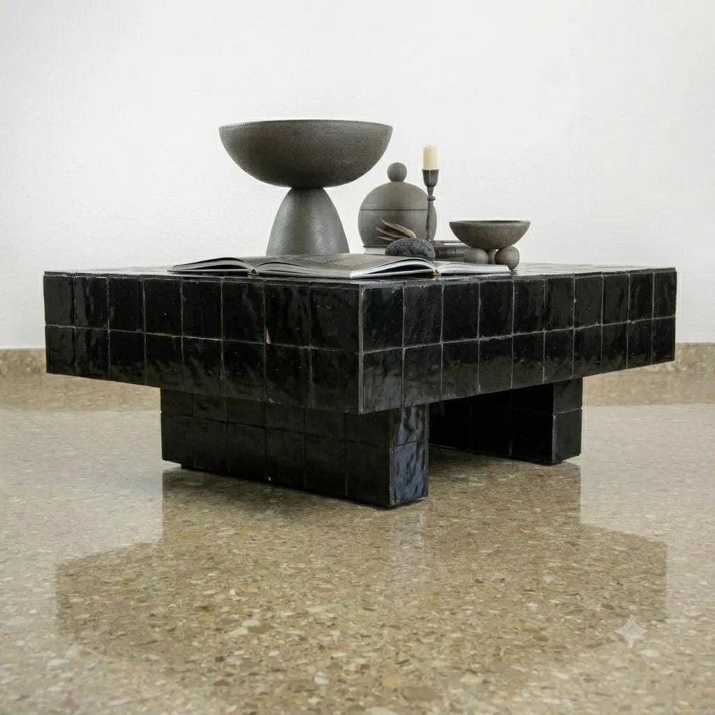 Handmade Moroccan Zellige Coffee Table | Mosaic Tile Table Customizable Home Decor