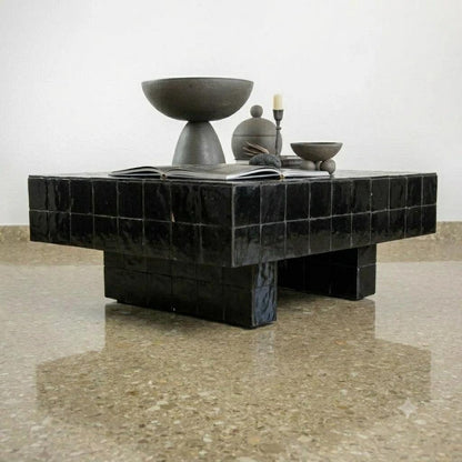Handmade Moroccan Zellige Coffee Table | Mosaic Tile Table Customizable Home Decor