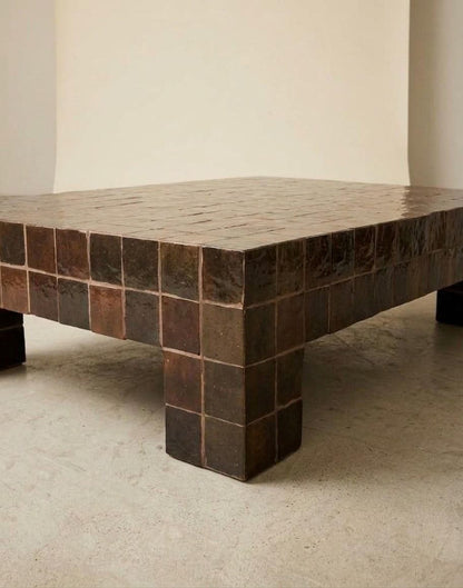 Moroccan Mosaic Tile Table | Handmade Zellige Coffee Table | Unique Rectangular Statement Piece