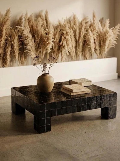 Handcrafted Moroccan Zellige Coffee Table –  Clay Tile, Customizable Size