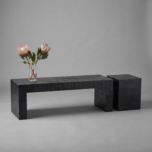 Zellige Mosaic Console Table | Handmade Tile Entryway Bench, TV Console, Living Room Accent | Custom Colors