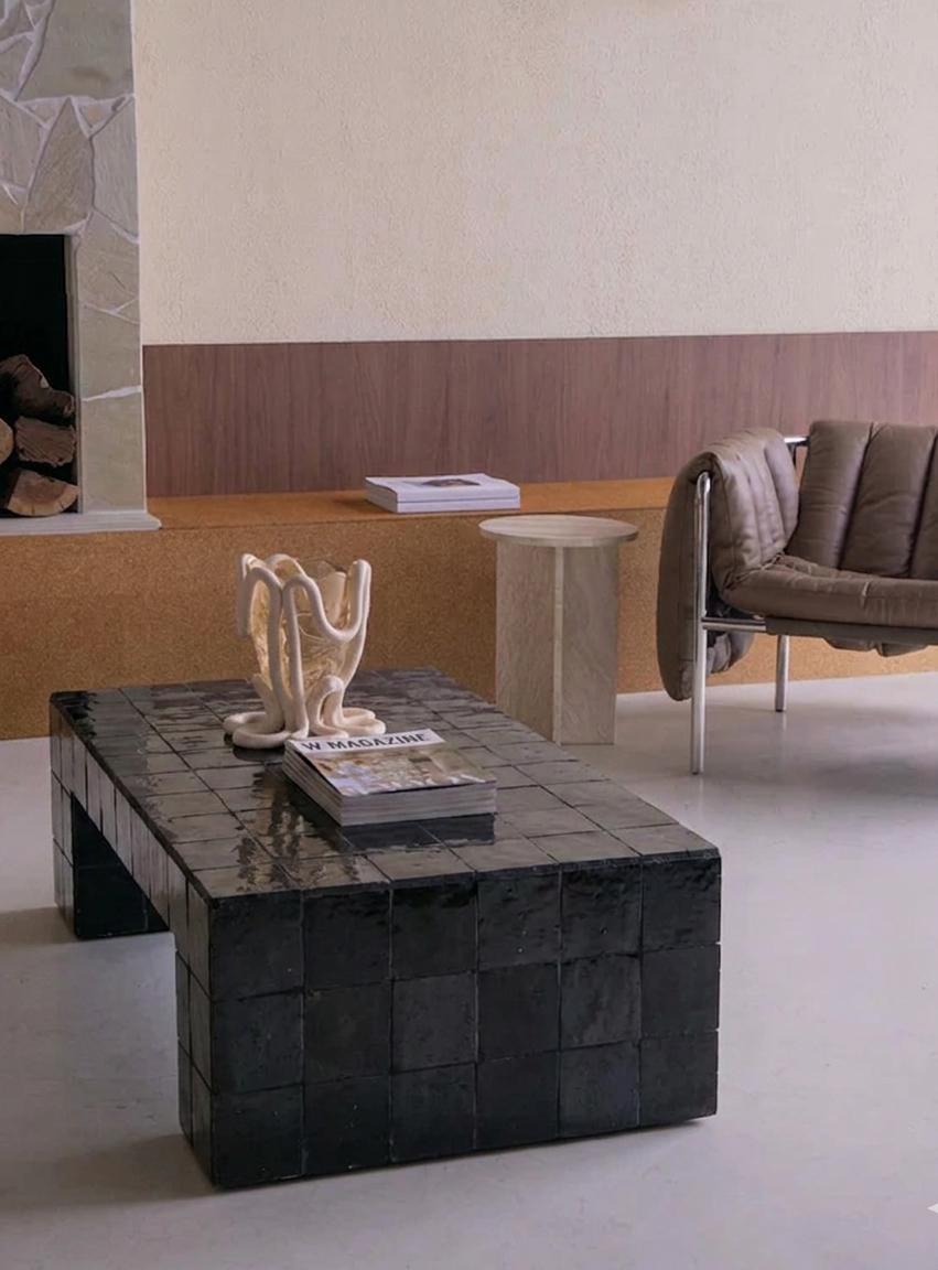 Handmade Moroccan Zellige Coffee Table | Seamless Tile Plinth, Custom Sizing