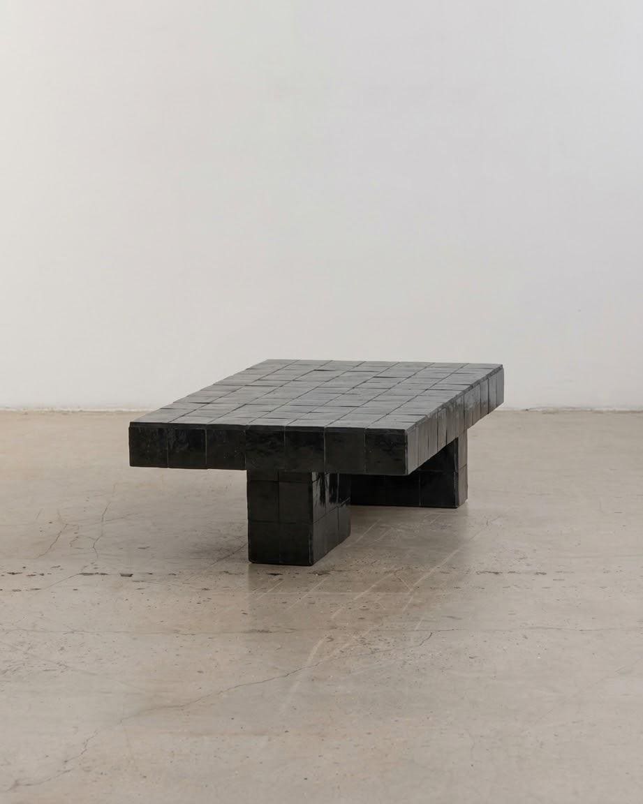 Handmade Moroccan Zellige Coffee Table | Seamless Tile Plinth, Custom Sizing