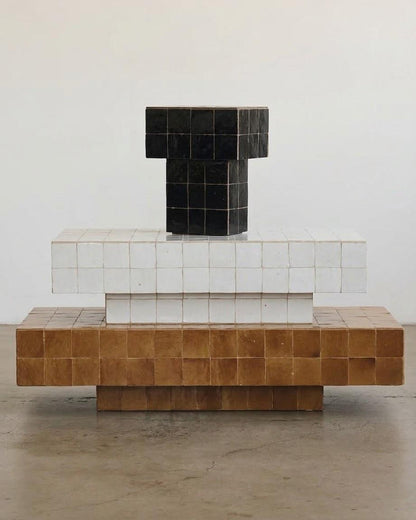 Rectangular Zellige Coffee Table | Southwestern Moroccan Tile Table | Terracotta & Geometric Design