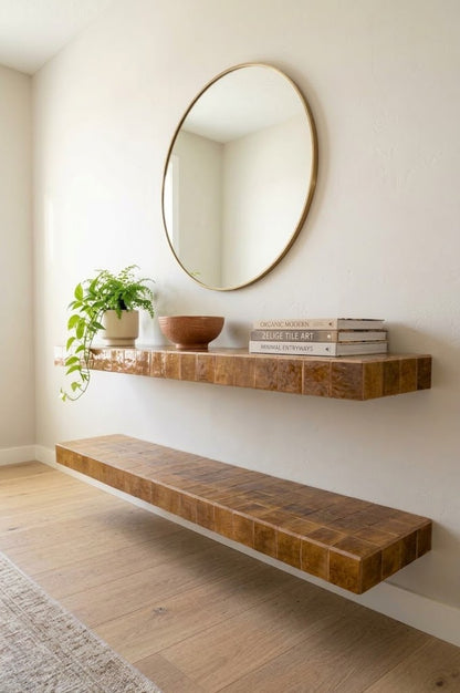 Zellige Floating Shelf, Handmade Moroccan Tile Wall Shelf , Custom Length
