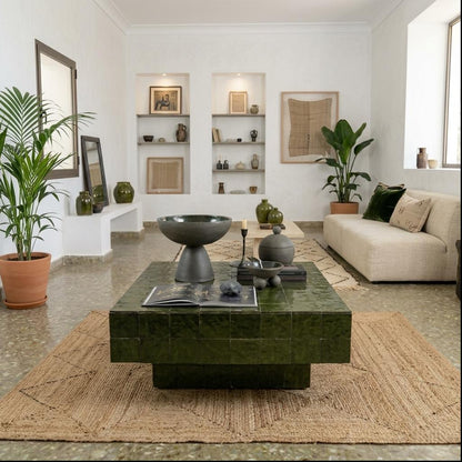 Handmade Moroccan Zellige Coffee Table | Mosaic Tile Table Customizable Home Decor