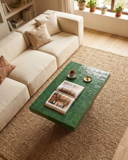 Moroccan Mosaic Tile Coffee Table | Handmade Zellige Design | Unique Artisan Statement Piece