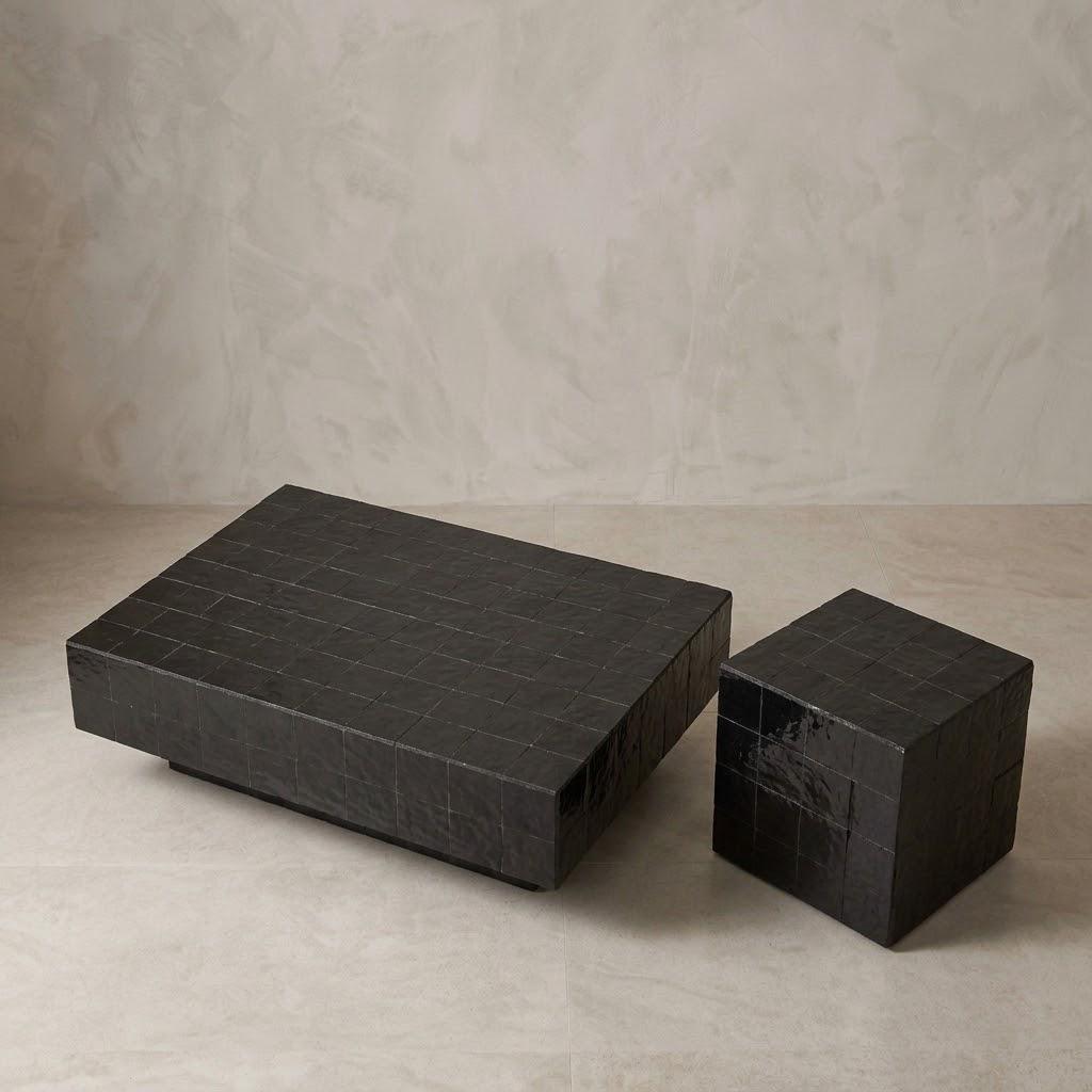 Handcrafted Zellige Coffee Table | Rectangular Fully Tiled Design | One-of-a-Kind Art Piece
