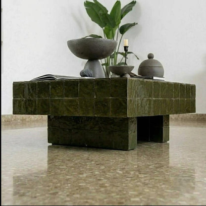 Handmade Moroccan Zellige Coffee Table | Mosaic Tile Table Customizable Home Decor