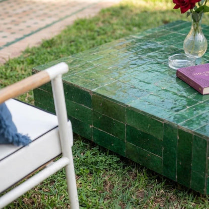 Moroccan Mosaic Coffee Table | Zellige Tile Handmade Art | Unique Square Statement Piece For Boho Interiors