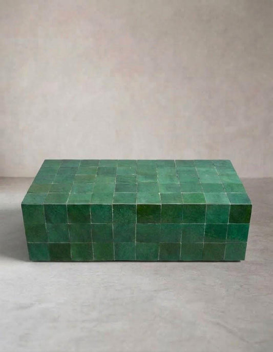 Zellige Mosaic Square Coffee Table | Moroccan Artisan Handmade | One-of-a-Kind Statement Piece