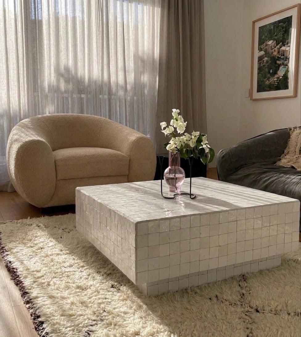 Square Zellige Coffee Table | Handmade Moroccan Mosaic Table | Unique Housewarming Gift, Artisan Made