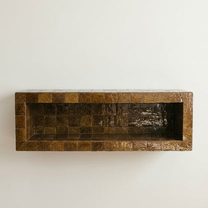 Chunky Zellige Wall Shelf, Handmade Moroccan Tile Floating Block, TV Console Shelf, Custom Length