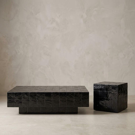 Handcrafted Zellige Coffee Table | Rectangular Fully Tiled Design | One-of-a-Kind Art Piece