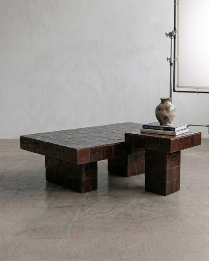 Rectangular Moroccan Zellige Coffee Table | Luxury Handcrafted Mosaic Tile Furniture for Interior Design