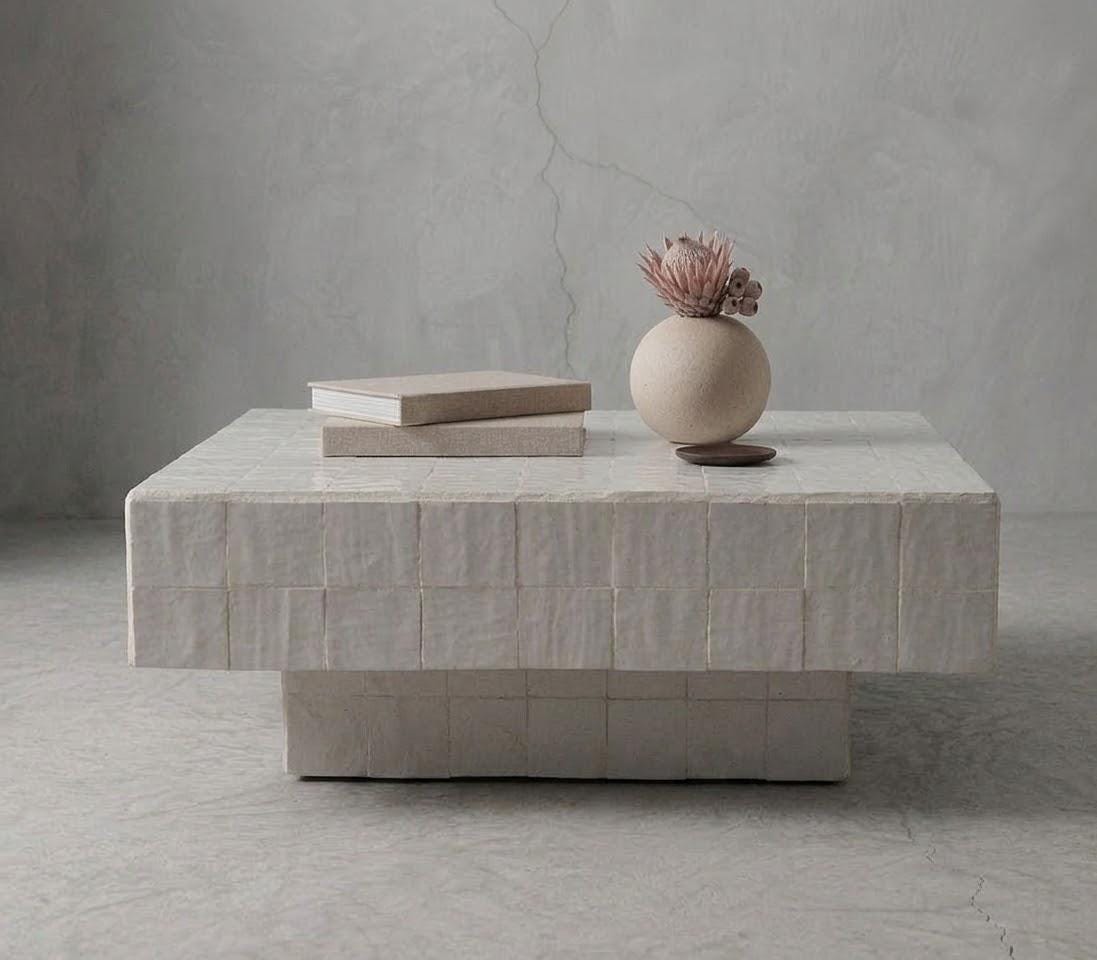 Handmade Zellige Mosaic Coffee Table, Square | Artisan Moroccan Tile Art Furniture, One of a Kind