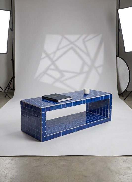 Handmade Zellige Coffee Table | Moroccan Mosaic Tile Art | Boho Home Decor Statement