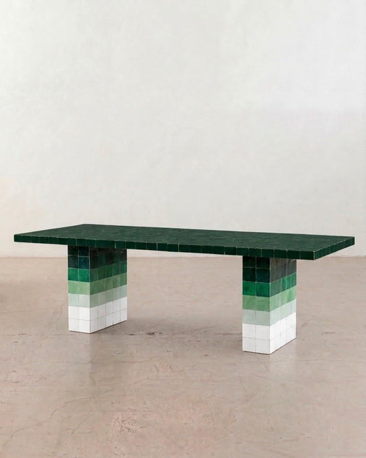 Rectangular Zellige Dining Table | Handmade Moroccan Mosaic Tile | Custom Size & Color