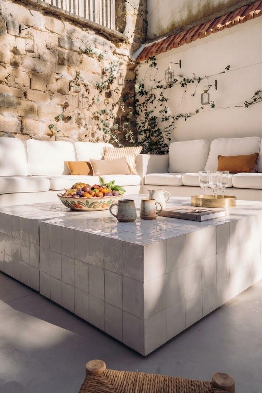 Exclusive Zellige Coffee Table | Artisan Handmade Moroccan Mosaic | Rectangular Fully Tiled Design
