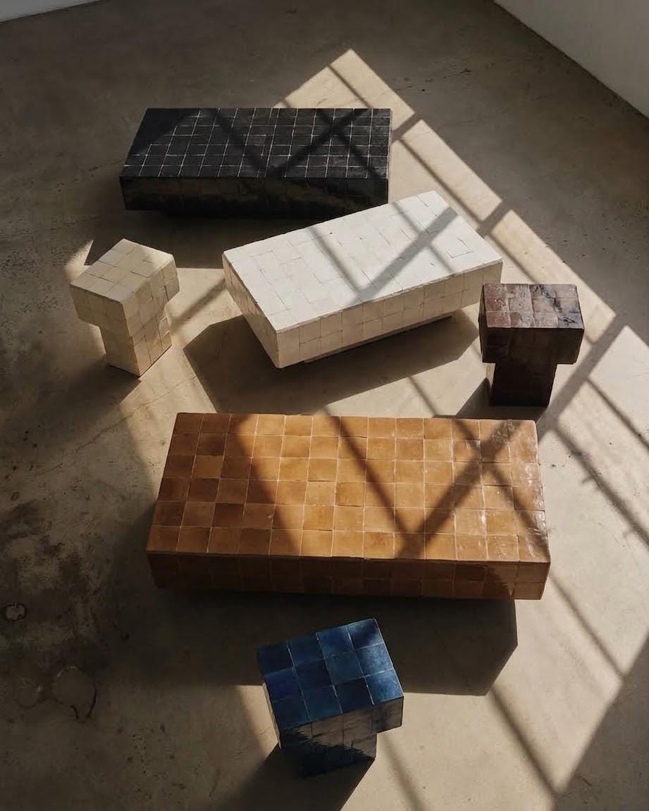 Rectangular Zellige Coffee Table | Southwestern Moroccan Tile Table | Terracotta & Geometric Design