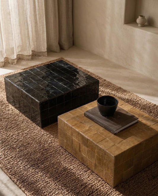 Moroccan Square Coffee Table | Handmade Zellige Mosaic Tile | Unique Boho Statement Piece