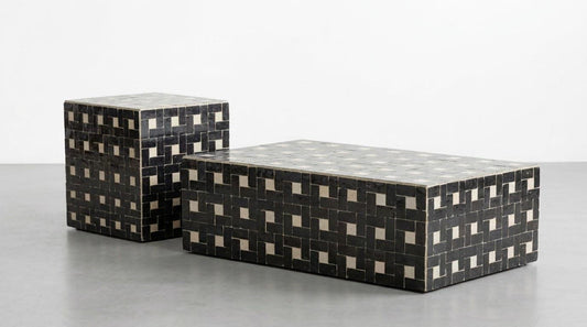 Luxury Zellige Coffee Table Rectangular | Handmade Moroccan Mosaic Tile | Modern High-End Furniture