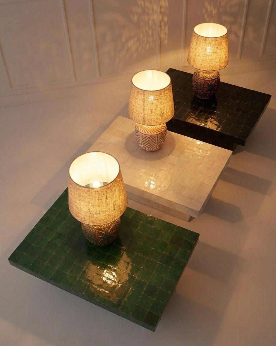Rectangular Zellige Coffee Table | Large Living Room Mosaic Table | Handmade Moroccan Tile Centerpiece