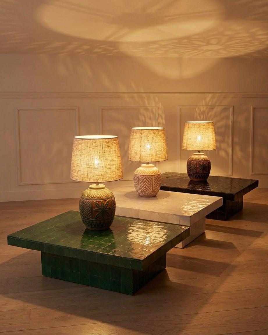Rectangular Zellige Coffee Table | Large Living Room Mosaic Table | Handmade Moroccan Tile Centerpiece