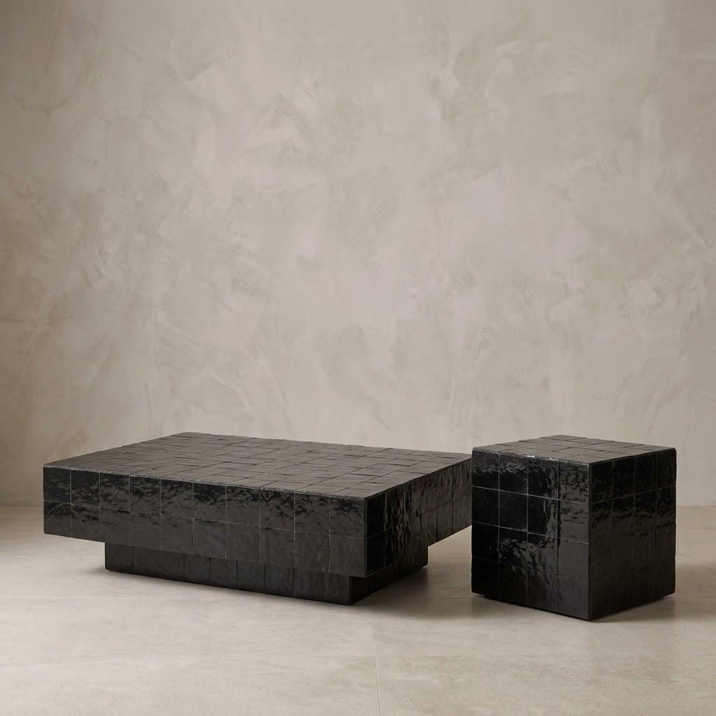 Rectangular Moroccan Zellige Coffee Table | Fully Tiled Mosaic Design | Handmade Statement Piece