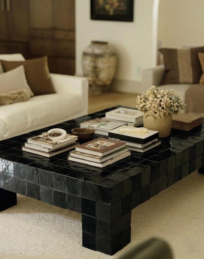 Handcrafted Moroccan Zellige Coffee Table –  Clay Tile, Customizable Size