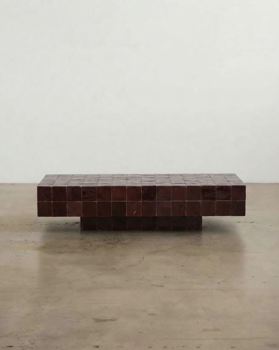 Handmade Zellige Mosaic Coffee Table, Rectangular | Artisan Moroccan Tile Art Furniture, One of a Kind