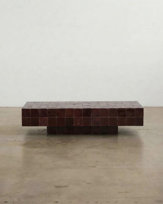 Handmade Zellige Mosaic Coffee Table, Rectangular | Artisan Moroccan Tile Art Furniture, One of a Kind