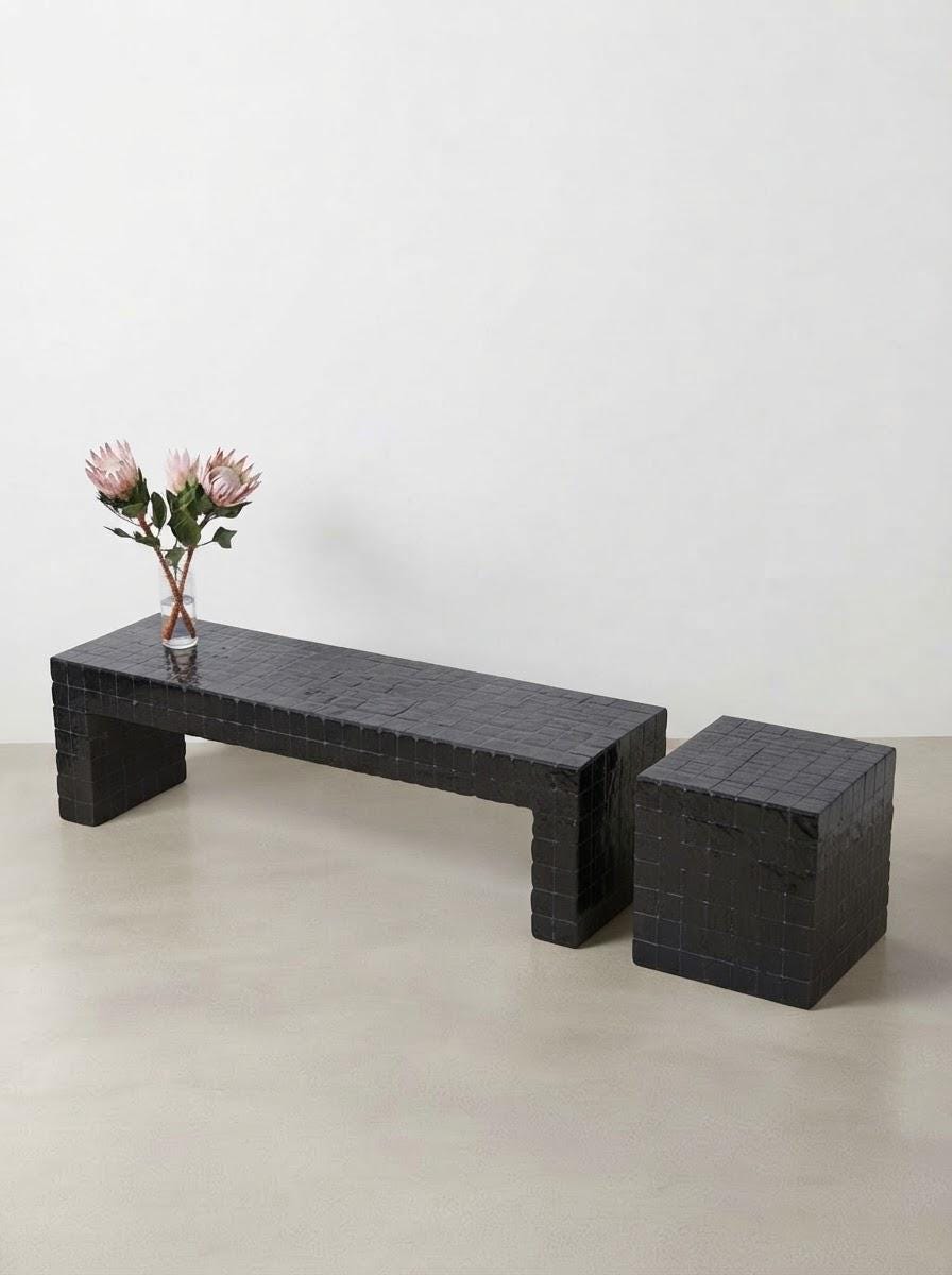 Zellige Mosaic Console Table | Handmade Tile Entryway Bench, TV Console, Living Room Accent | Custom Colors