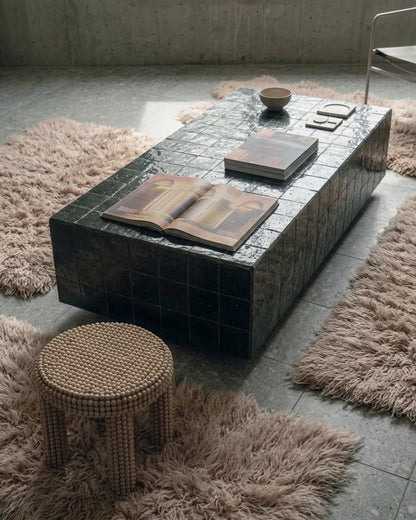 Rectangular Zellige Coffee Table | Large Living Room Mosaic Table | Handmade Moroccan Tile Centerpiece