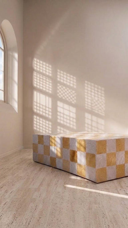 Moroccan Mosaic Tile Table | Handmade Zellige Coffee Table | Unique Rectangular Statement Piece