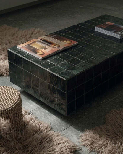 Rectangular Zellige Coffee Table | Large Living Room Mosaic Table | Handmade Moroccan Tile Centerpiece